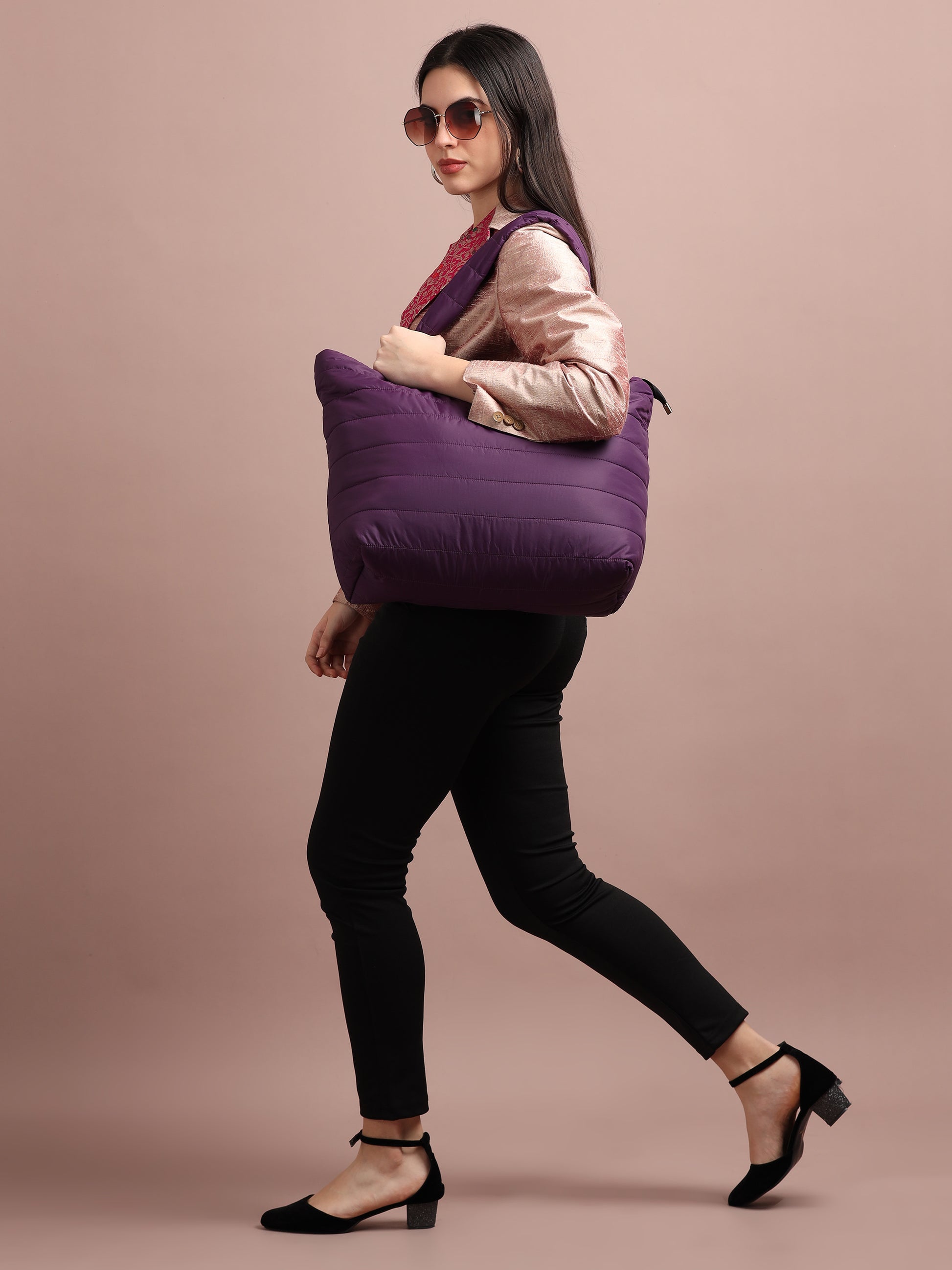 Quilted Stripes Purple Hand Bag