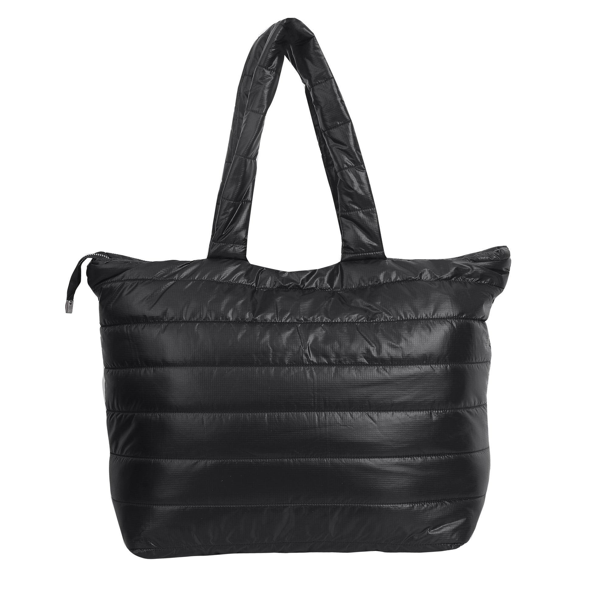 Quilted Stripes Black Tote Handbag