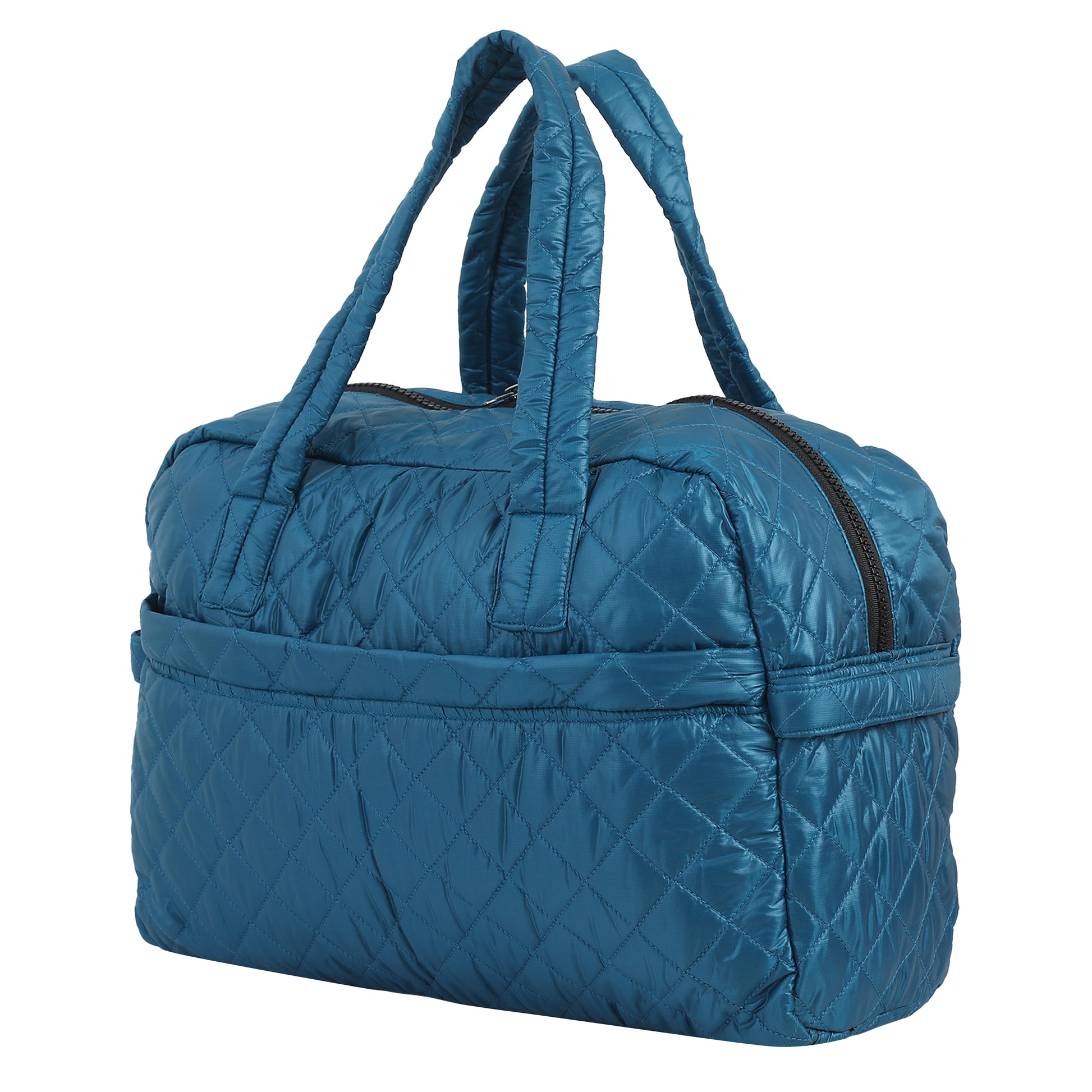 Quilted Blue Duffle Bag
