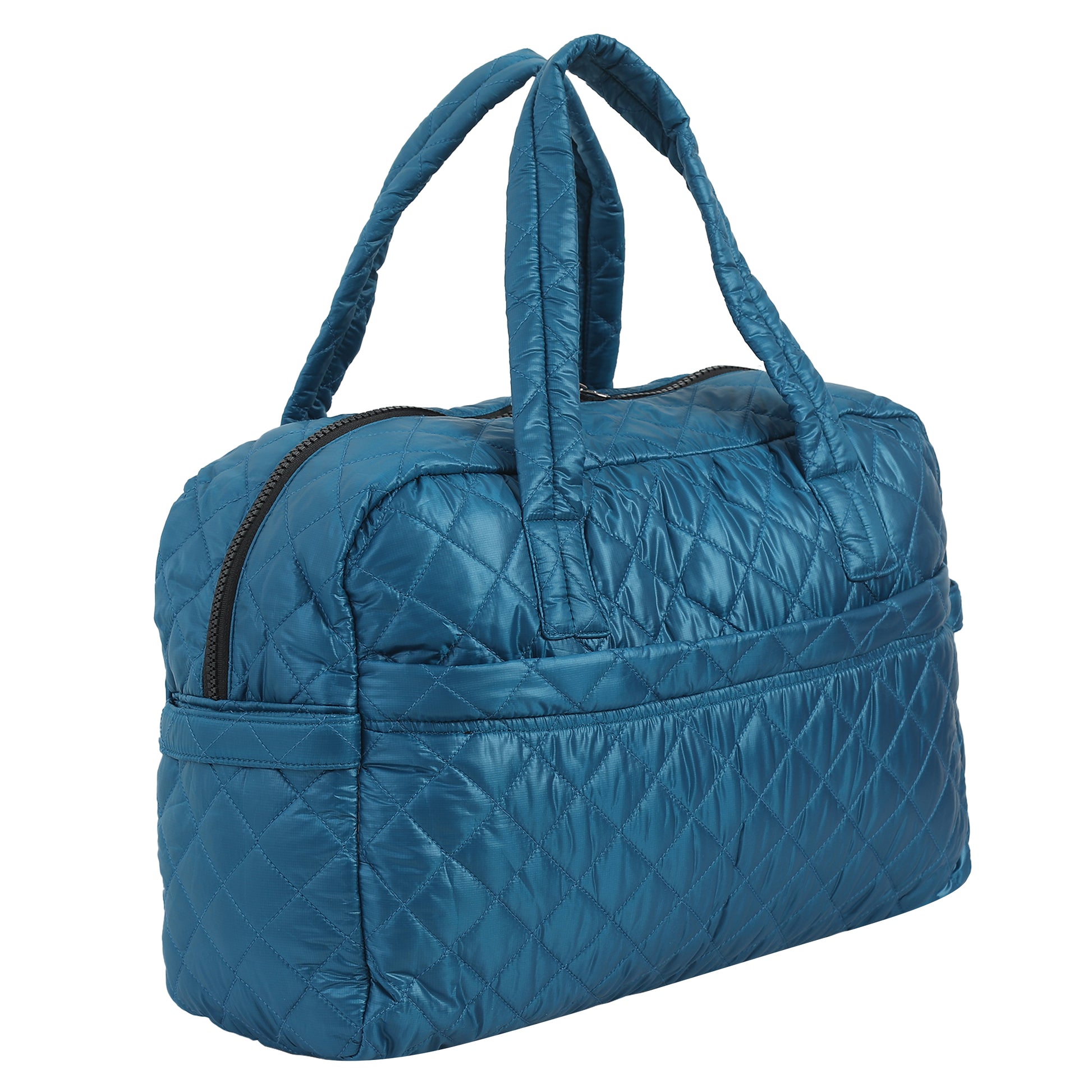 Quilted Blue Duffle Bag