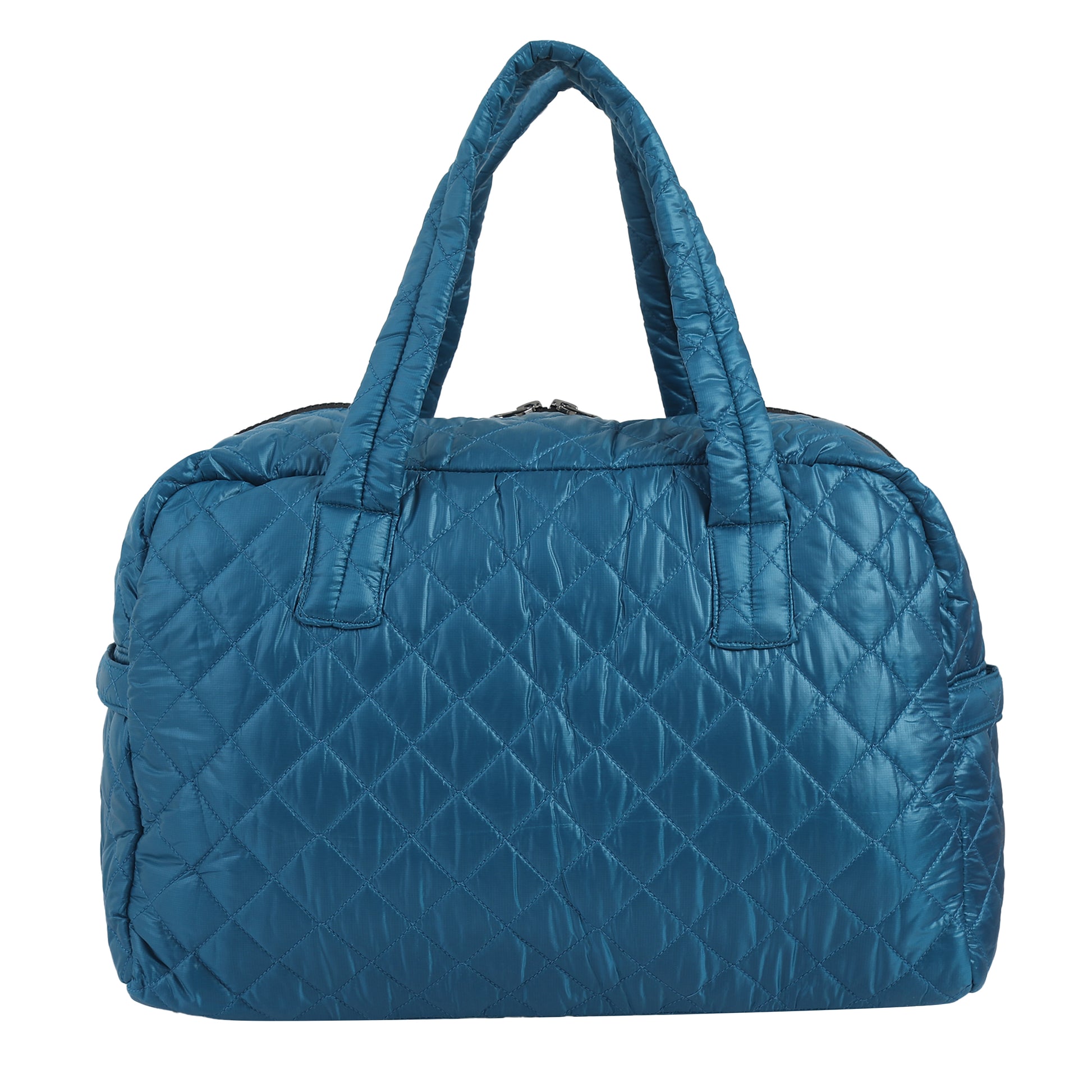 Quilted Blue Duffle Bag