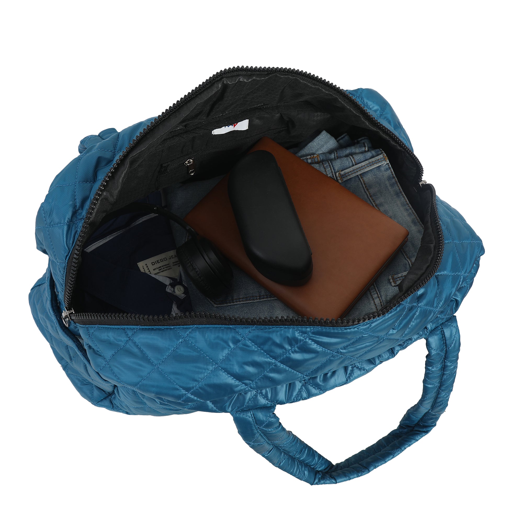 Quilted Blue Duffle Bag