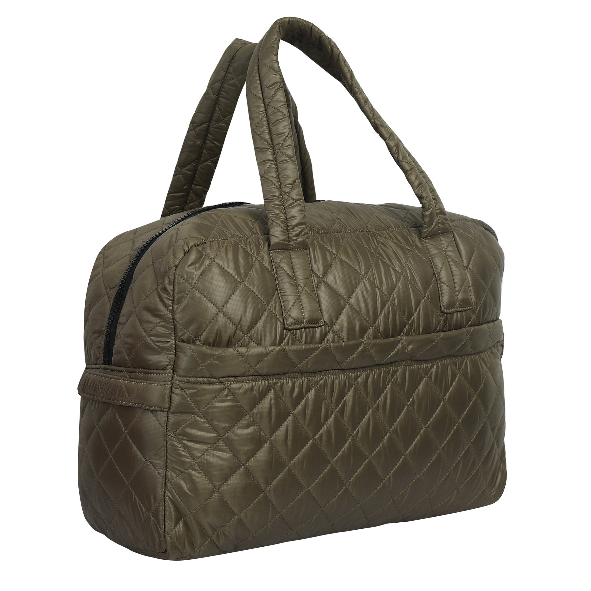 Quilted Brown Duffle Bag