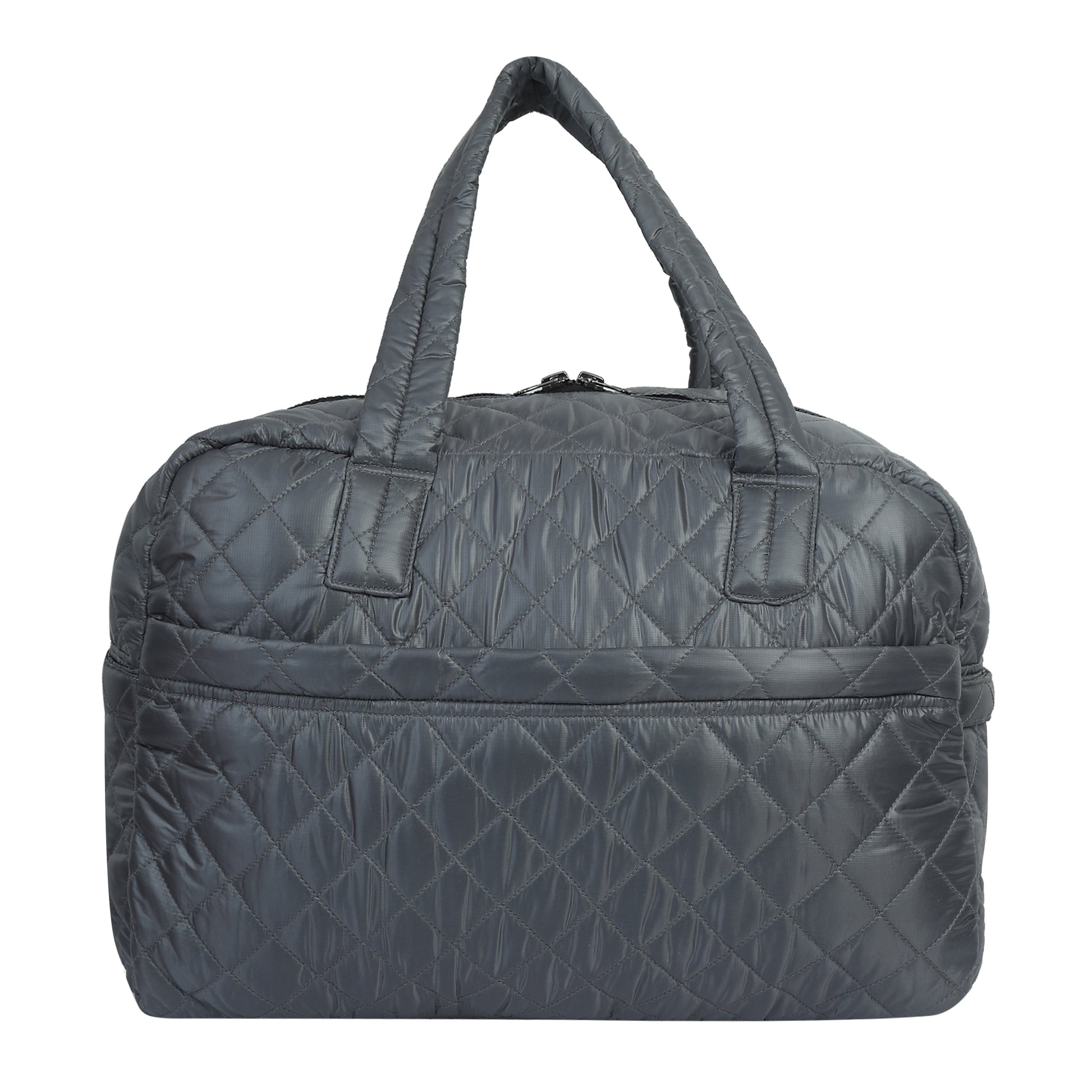 Quilted Light Grey Duffle Bag