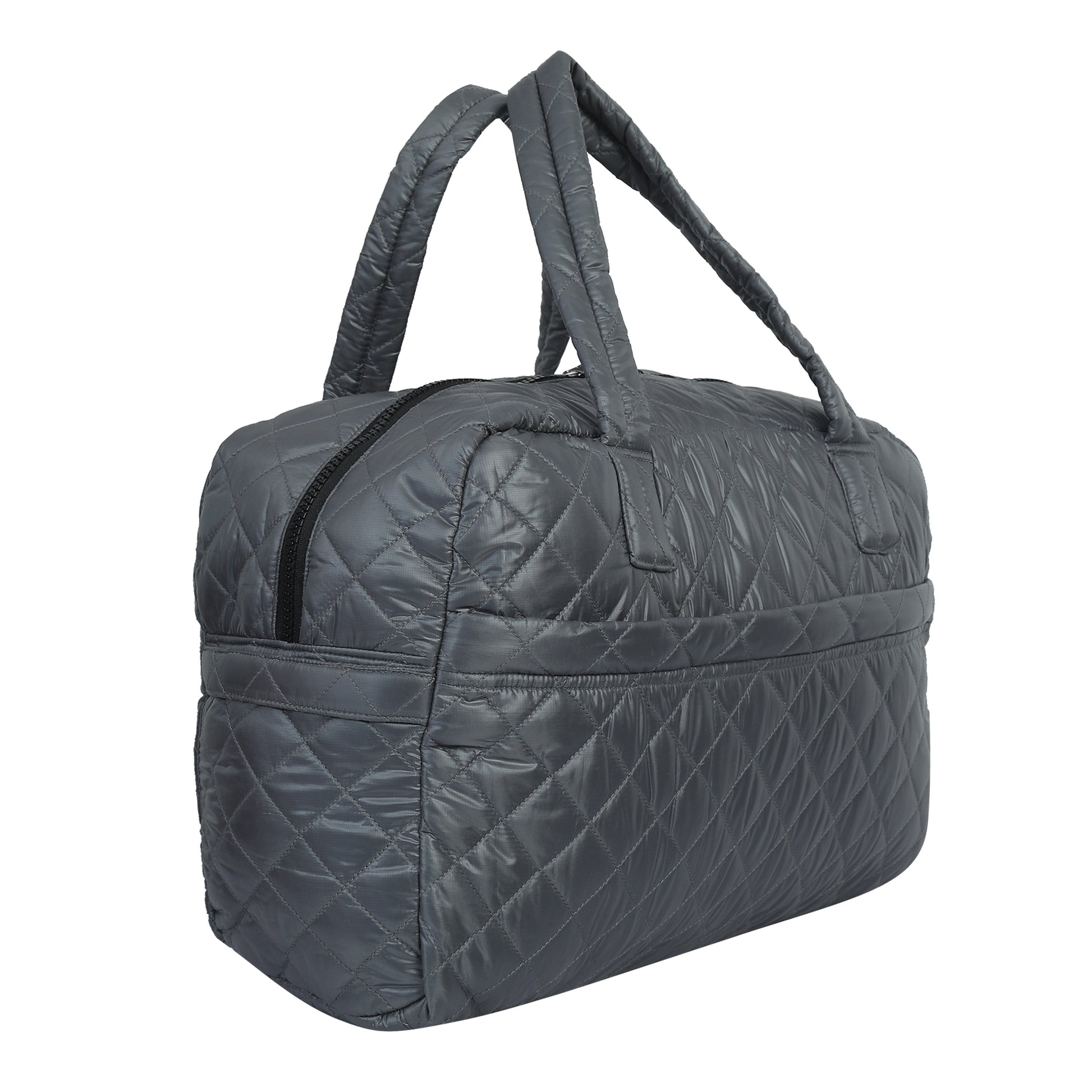 Quilted Light Grey Duffle Bag