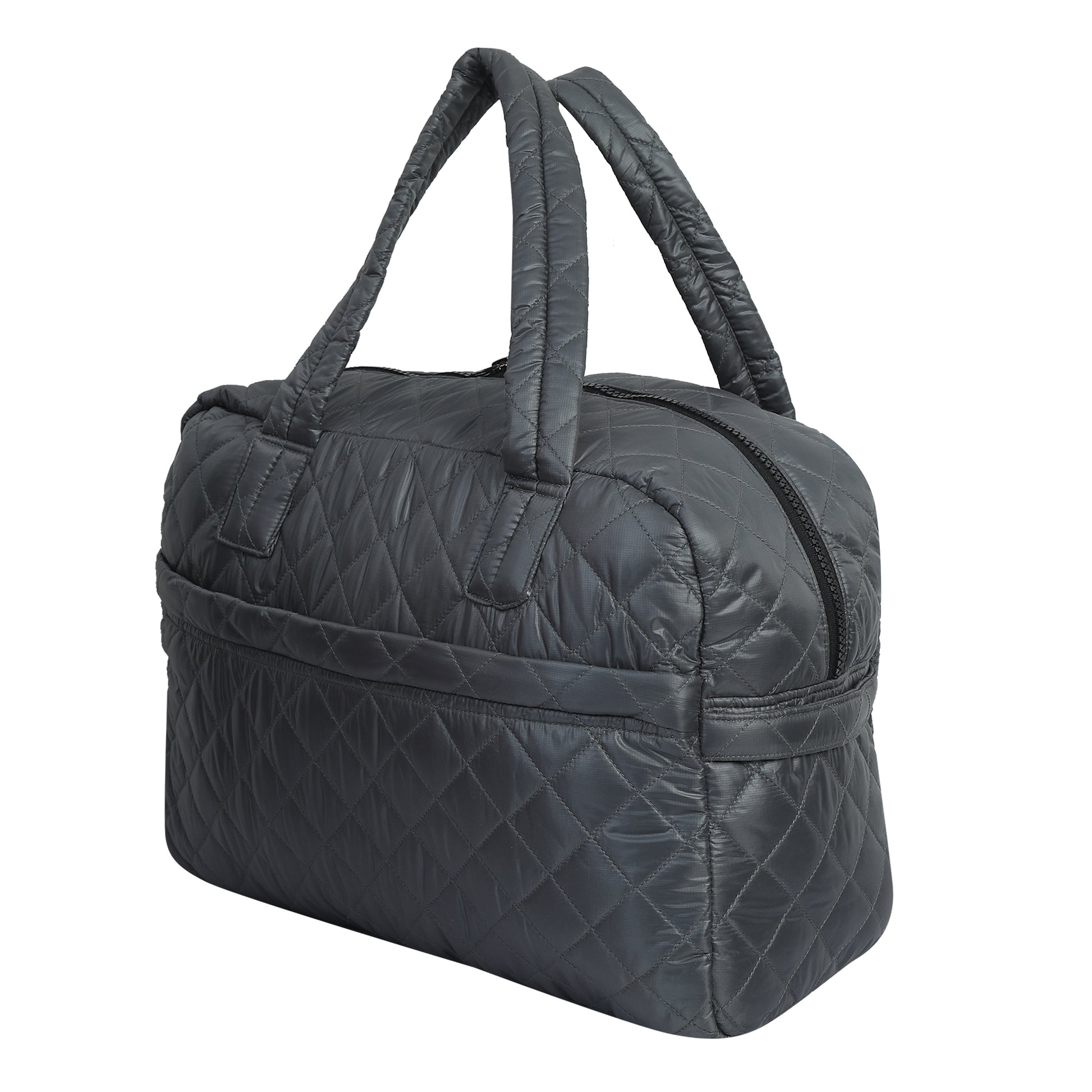Quilted Light Grey Duffle Bag
