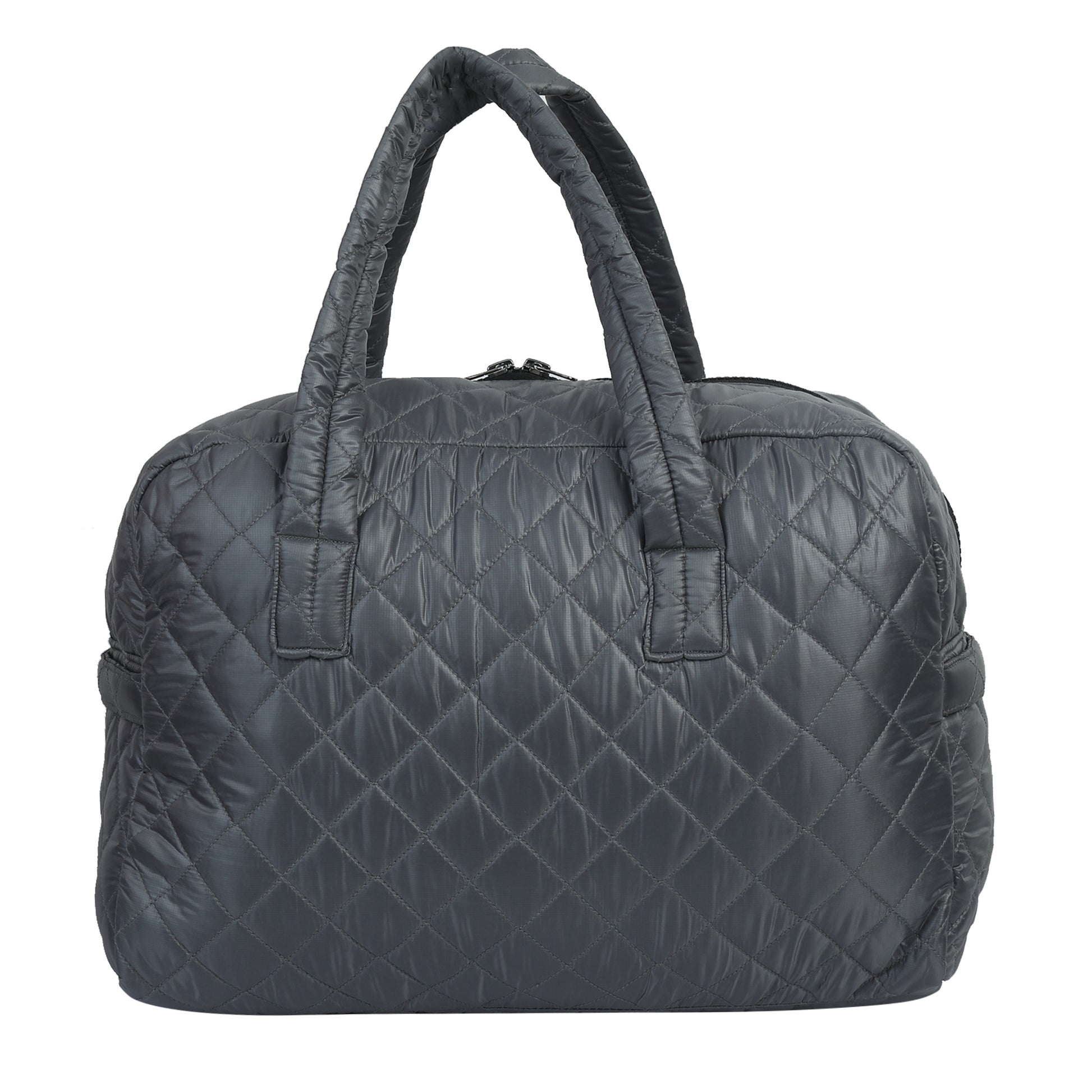 Quilted Light Grey Duffle Bag