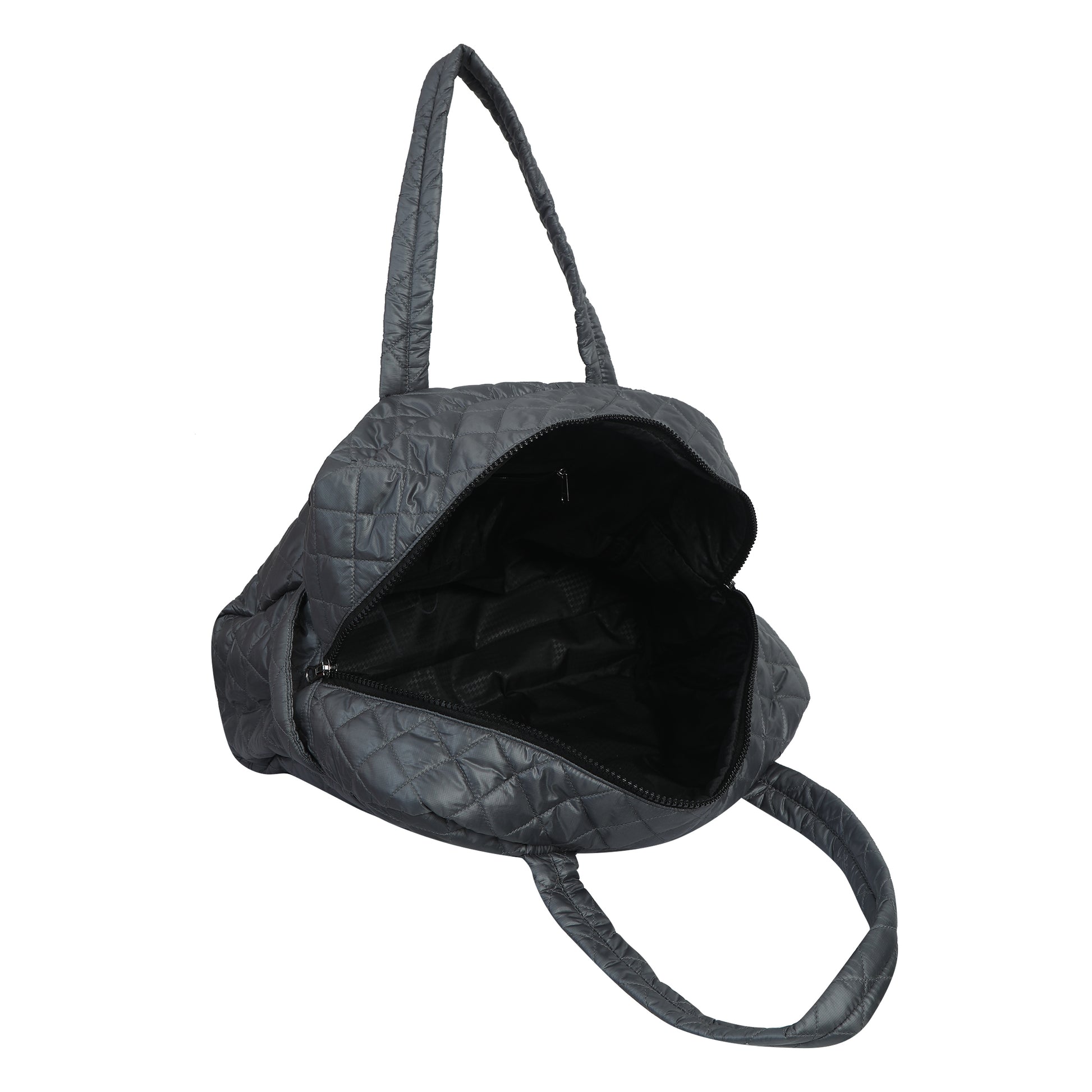 Quilted Light Grey Duffle Bag