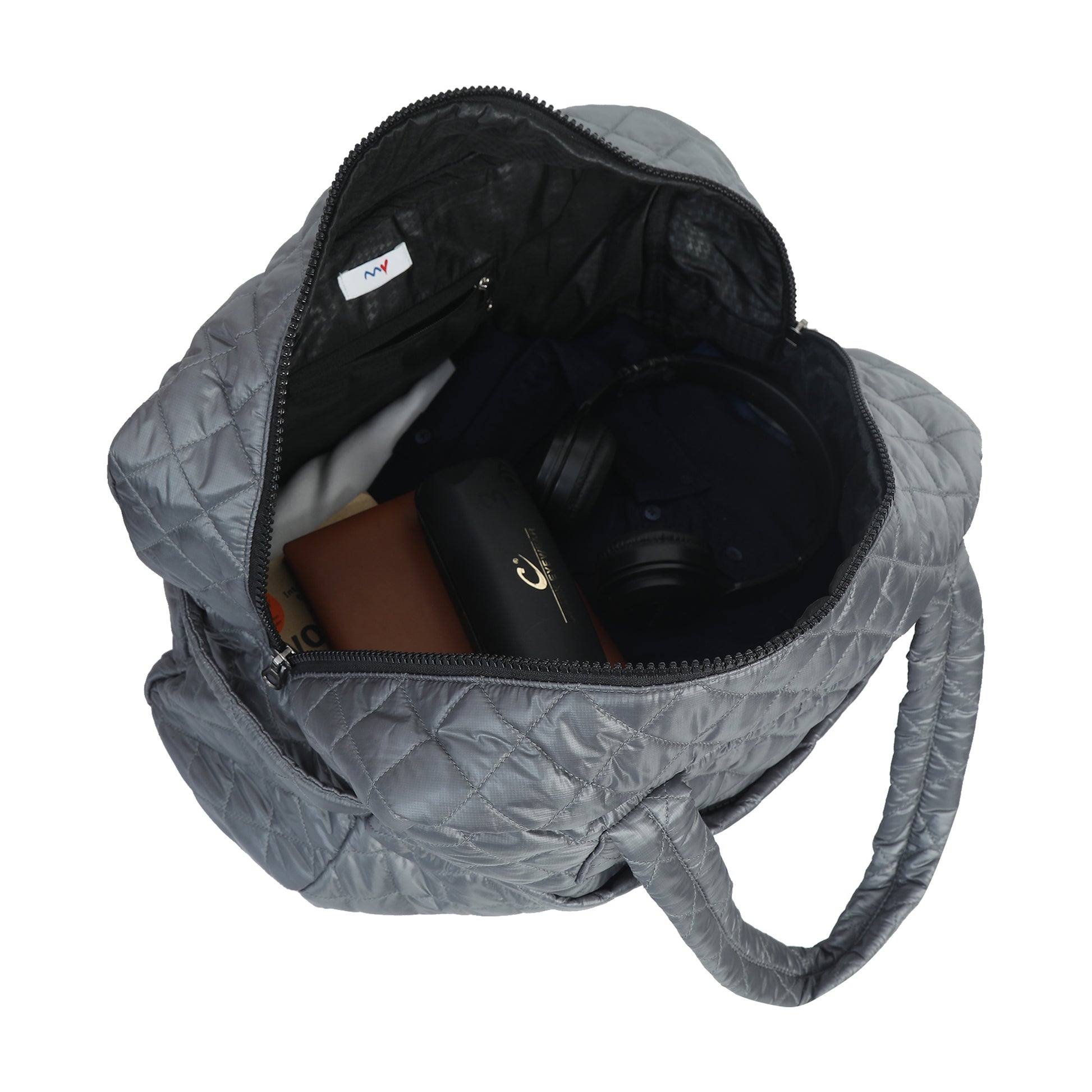 Quilted Light Grey Duffle Bag