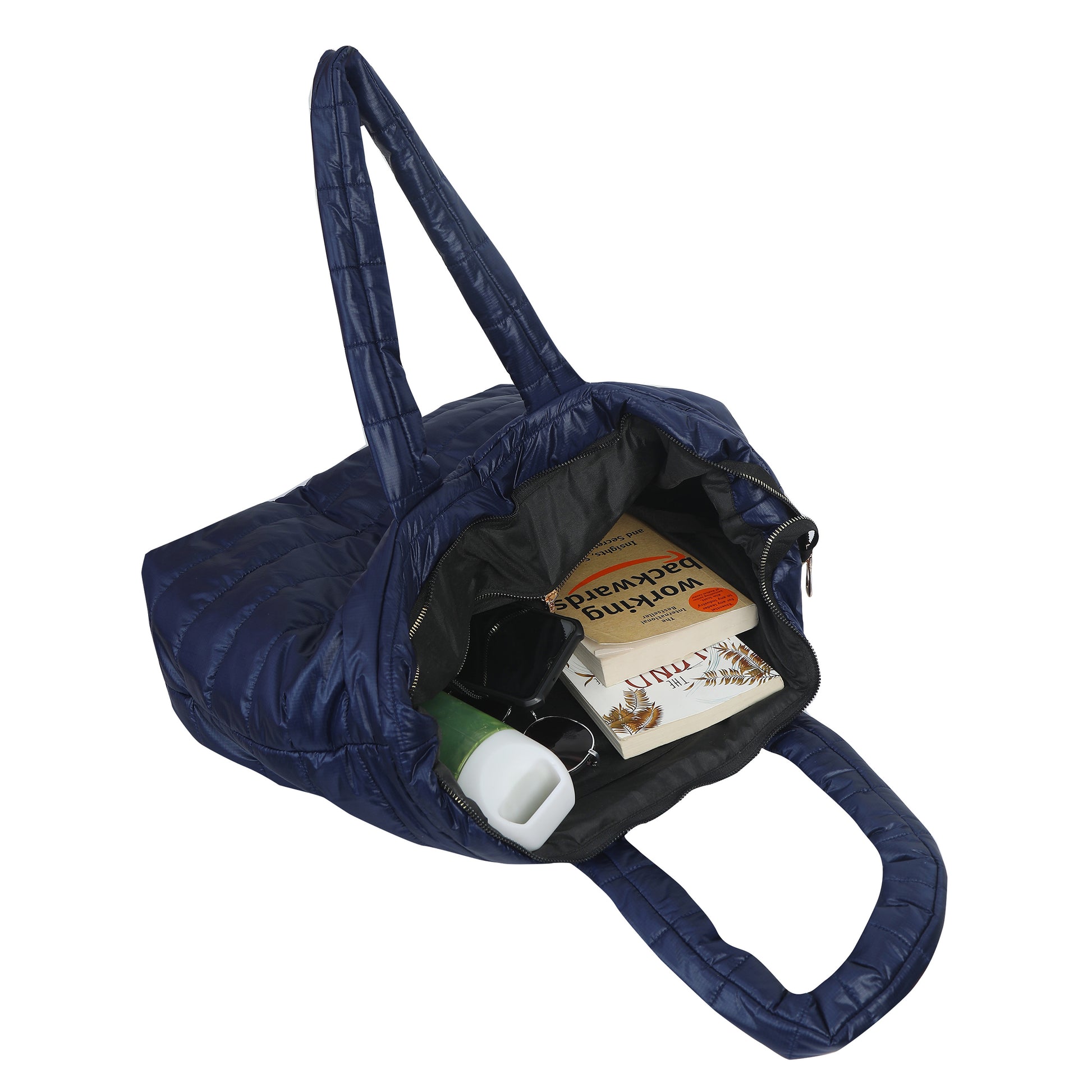 Quilted Stripes Navy Blue Hand Bag