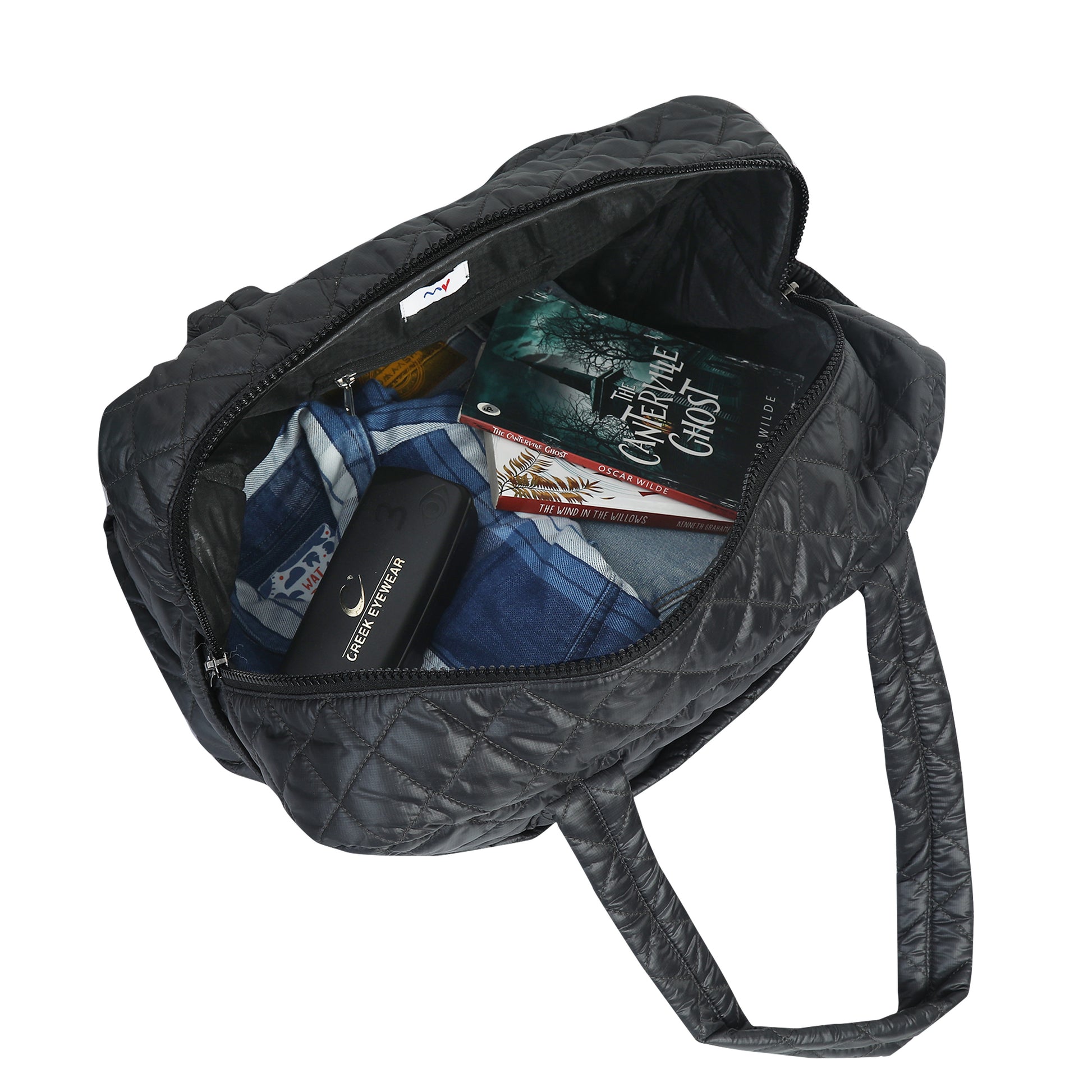 Quilted Green Grey Duffle Bag