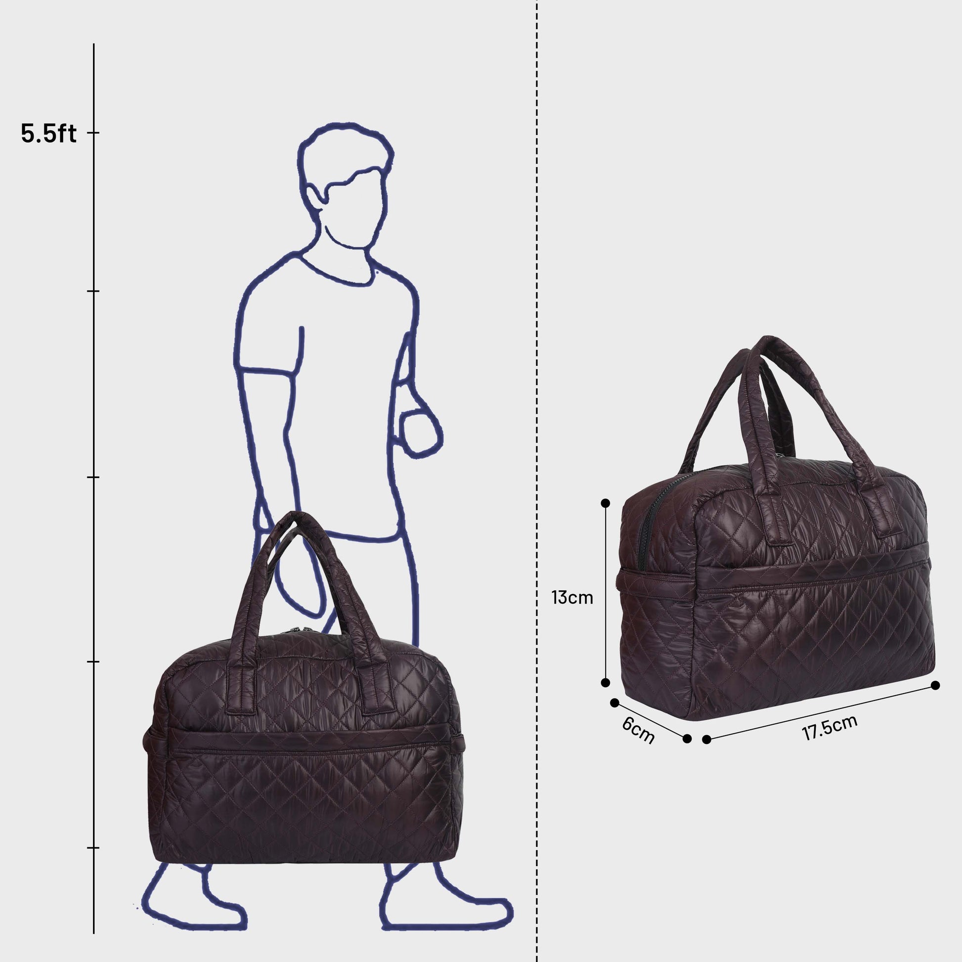 Quilted Maroon Duffle Bag