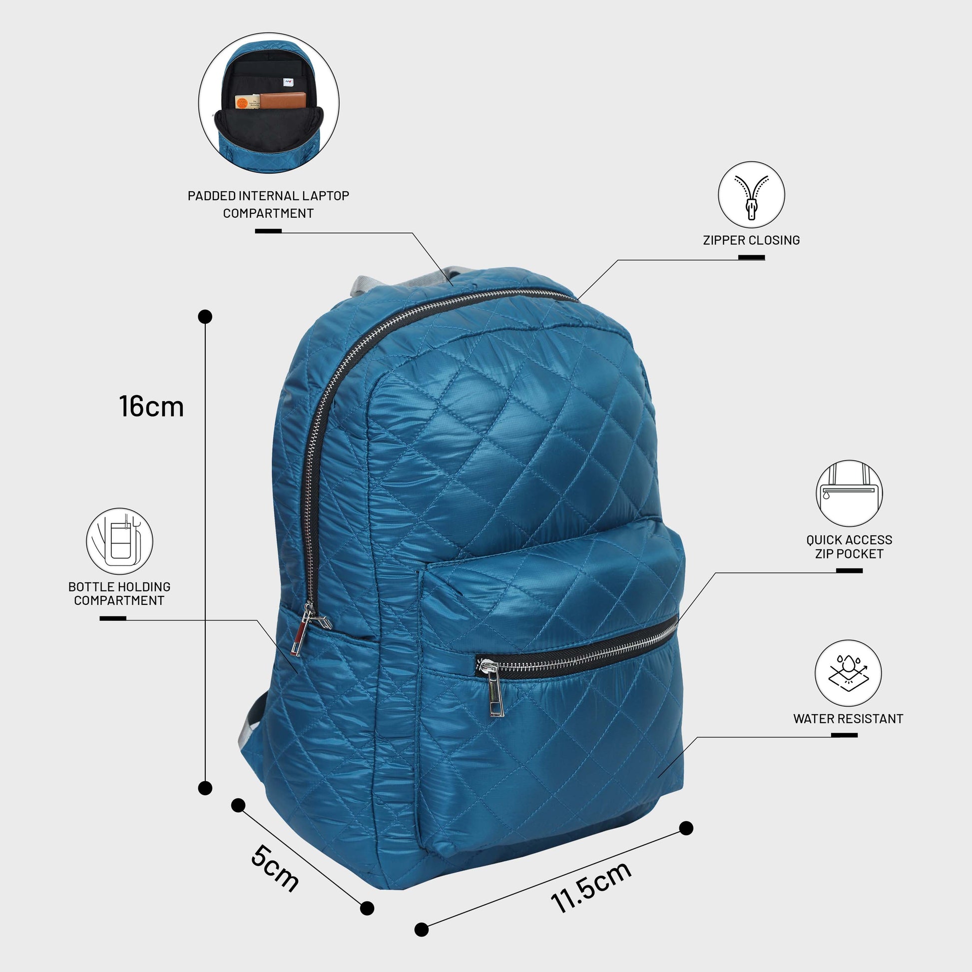 Quilted Light Blue Backpack