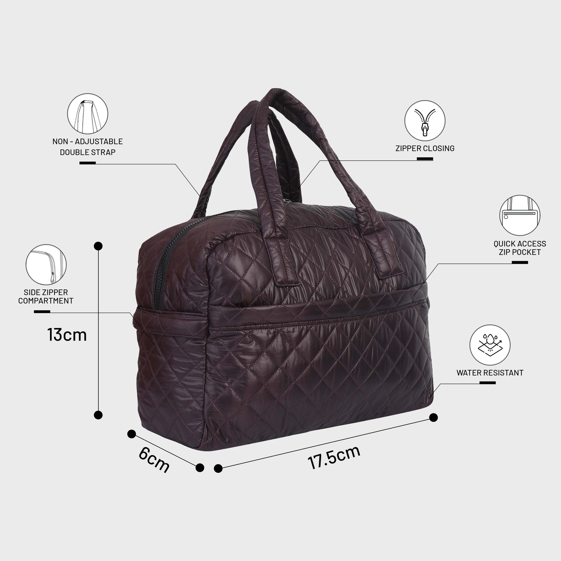 Quilted Maroon Duffle Bag