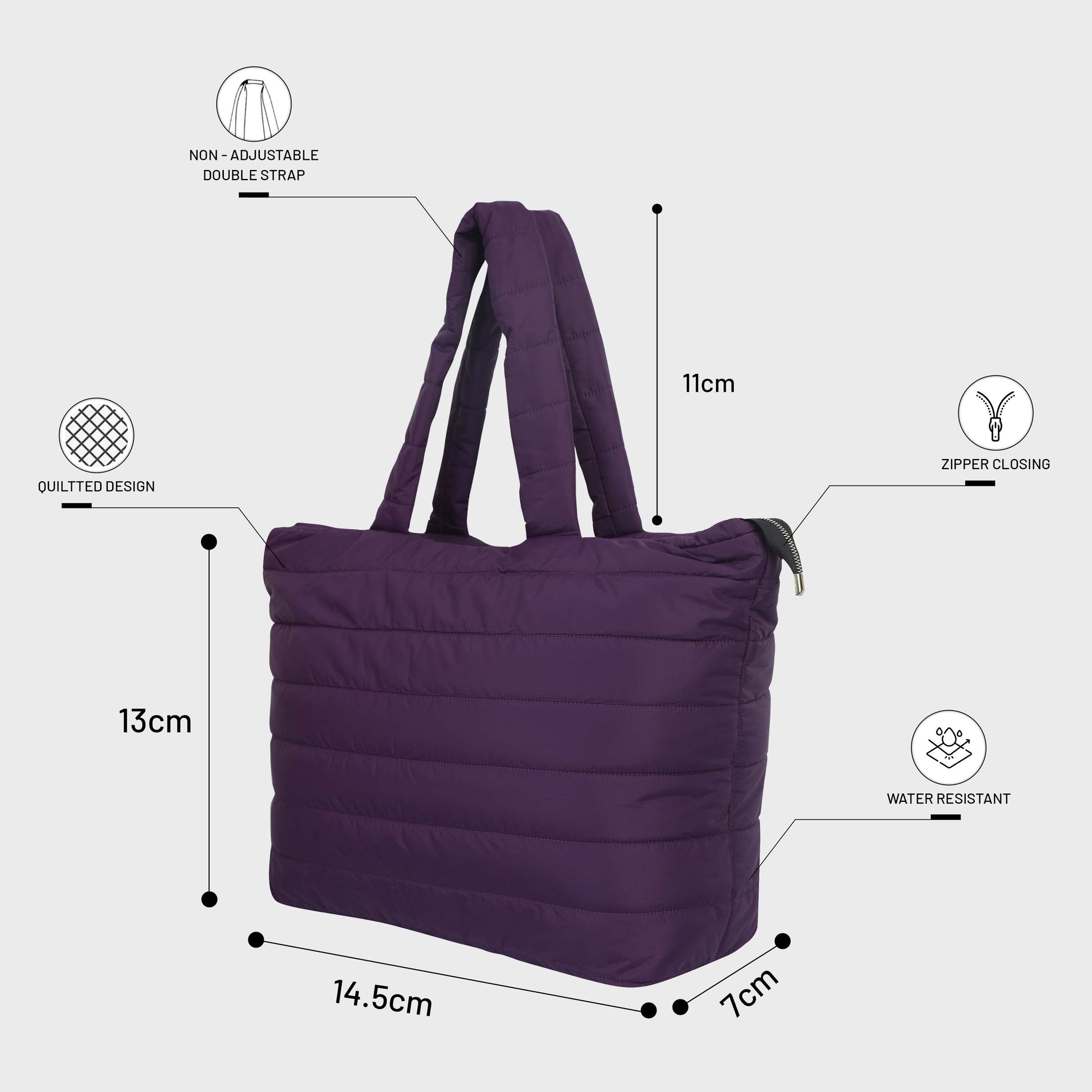 Quilted Stripes Purple Hand Bag