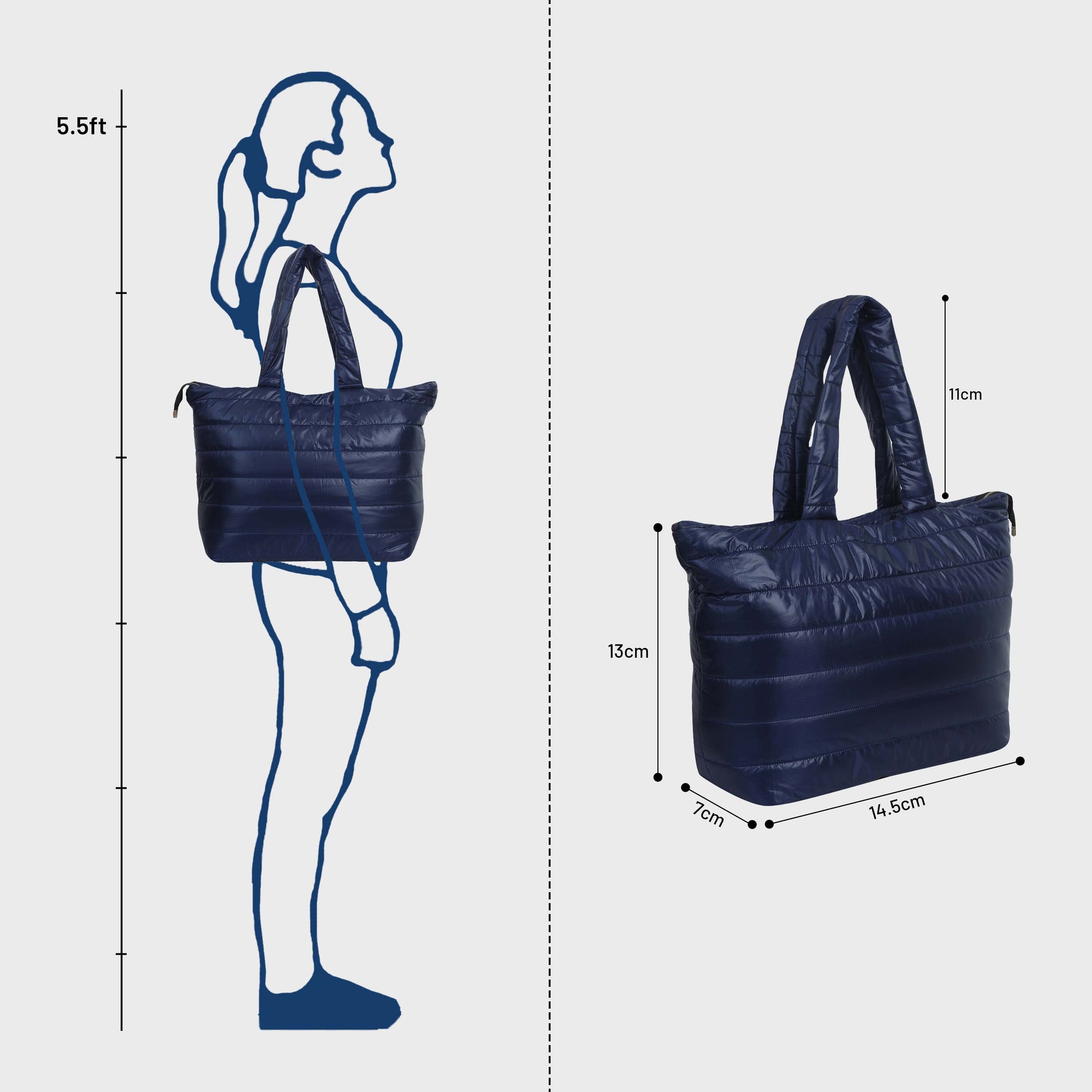 Quilted Stripes Navy Blue Hand Bag