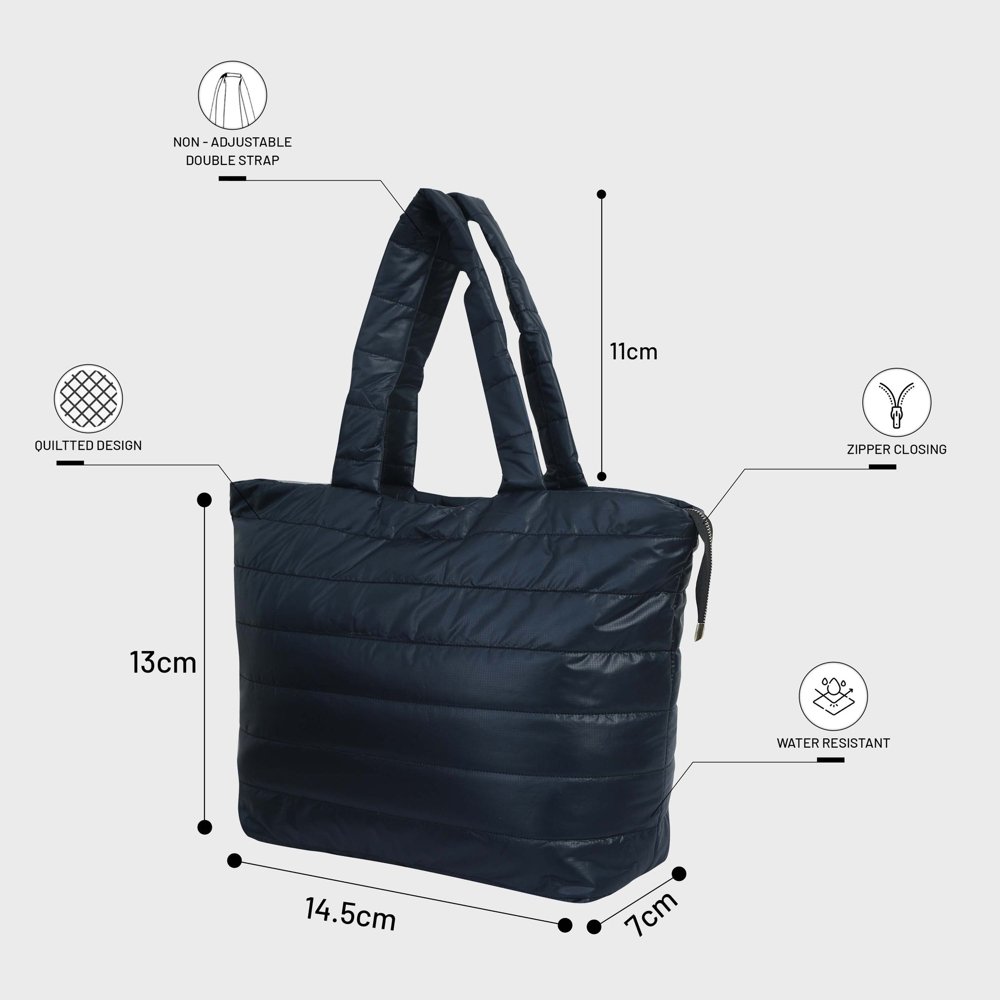 Quilted Stripes Dark Blue Handbag