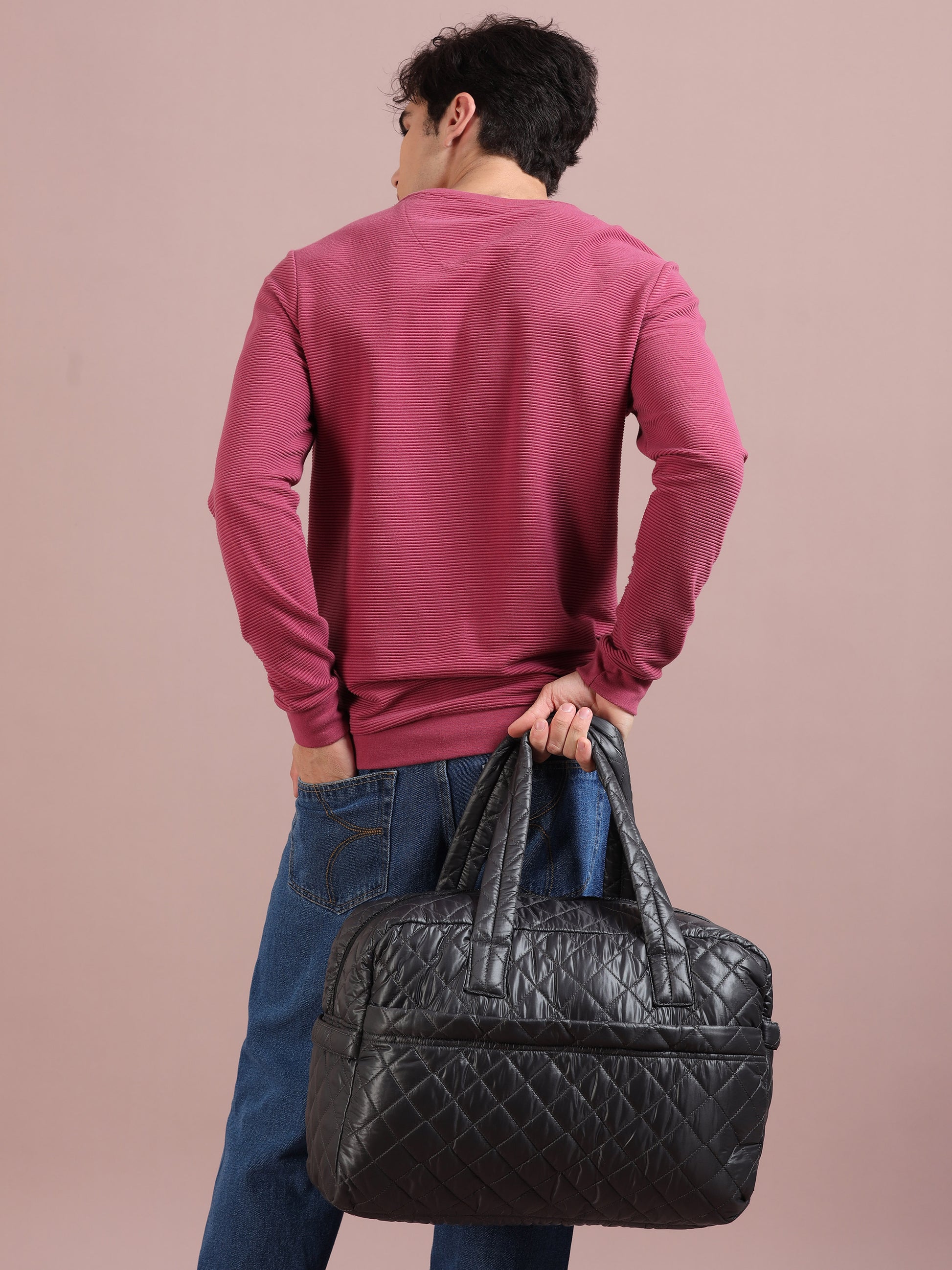 Quilted Green Grey Duffle Bag