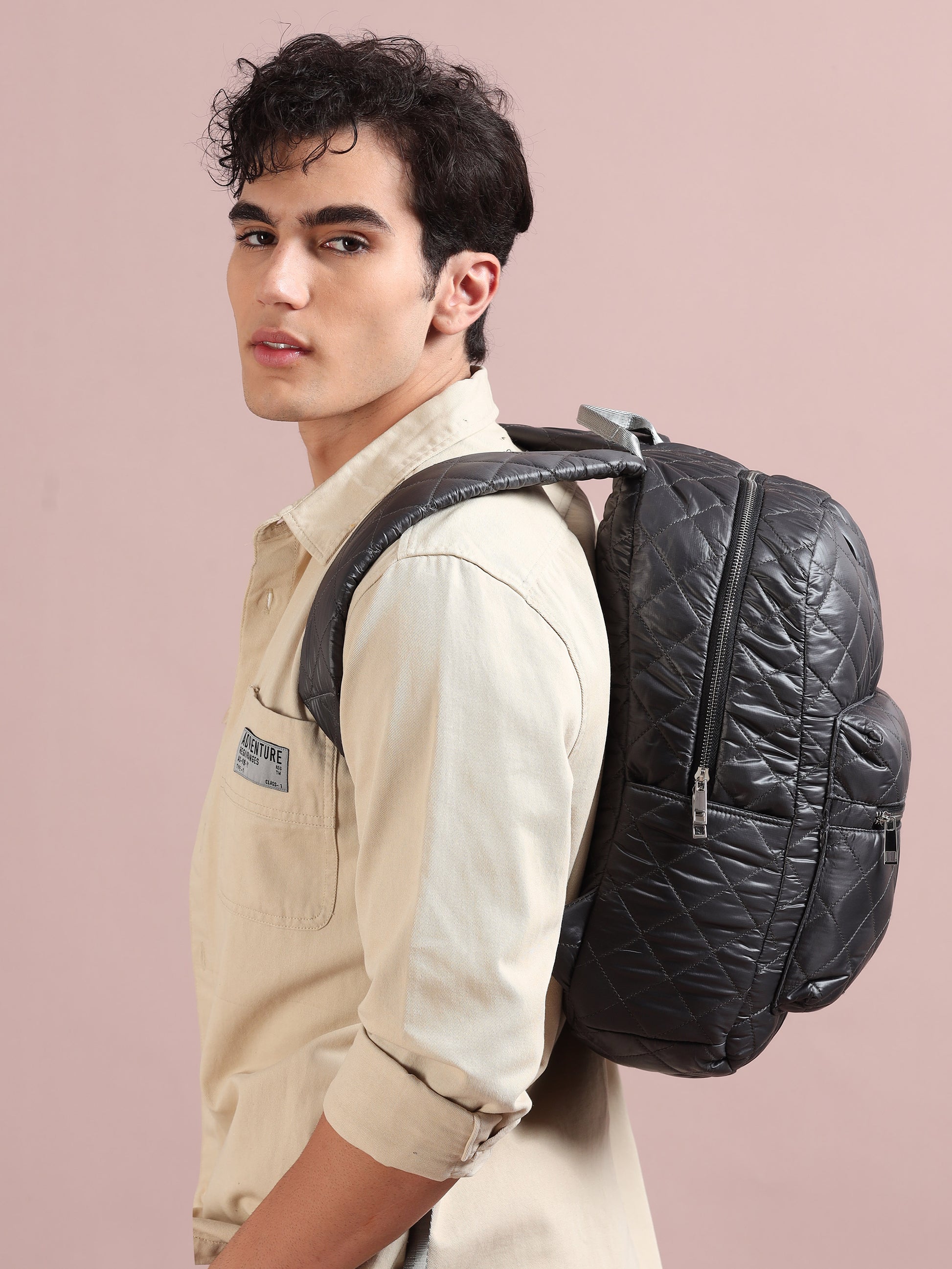 Quilted Dark Grey Backpack