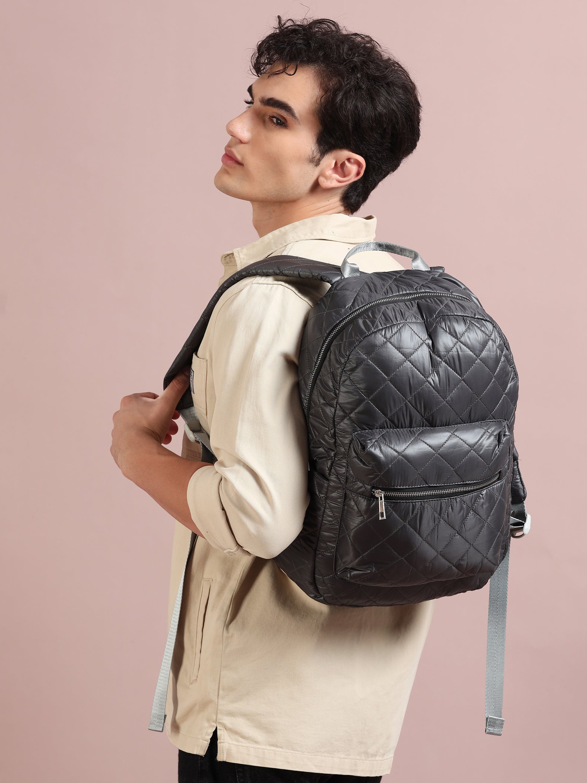 Quilted Dark Grey Backpack