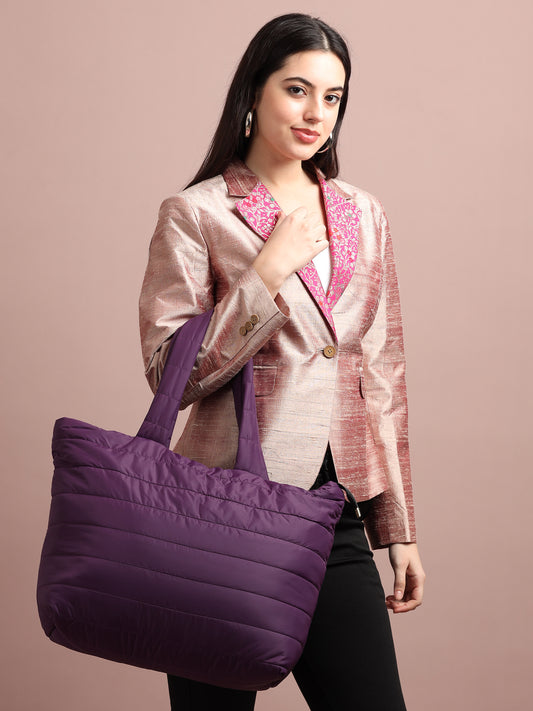 Quilted Stripes Purple Hand Bag