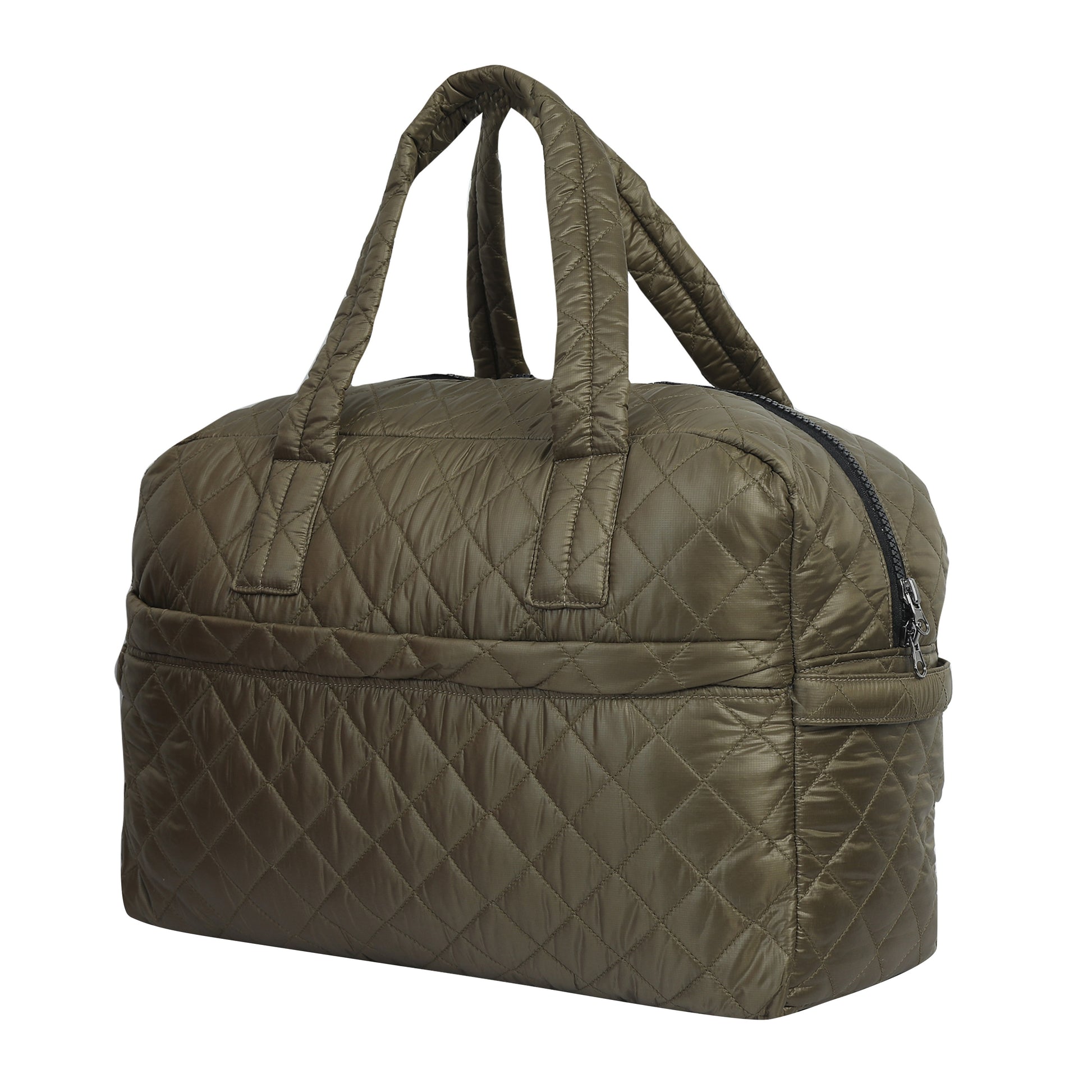 Quilted Brown Duffle Bag