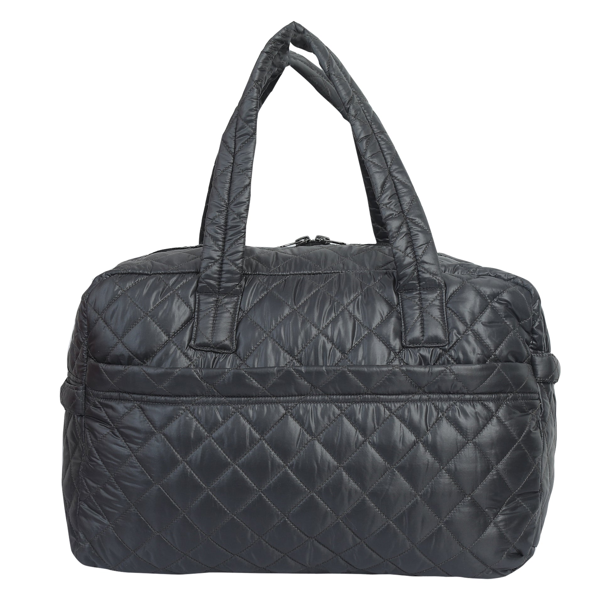 Quilted Green Grey Duffle Bag 