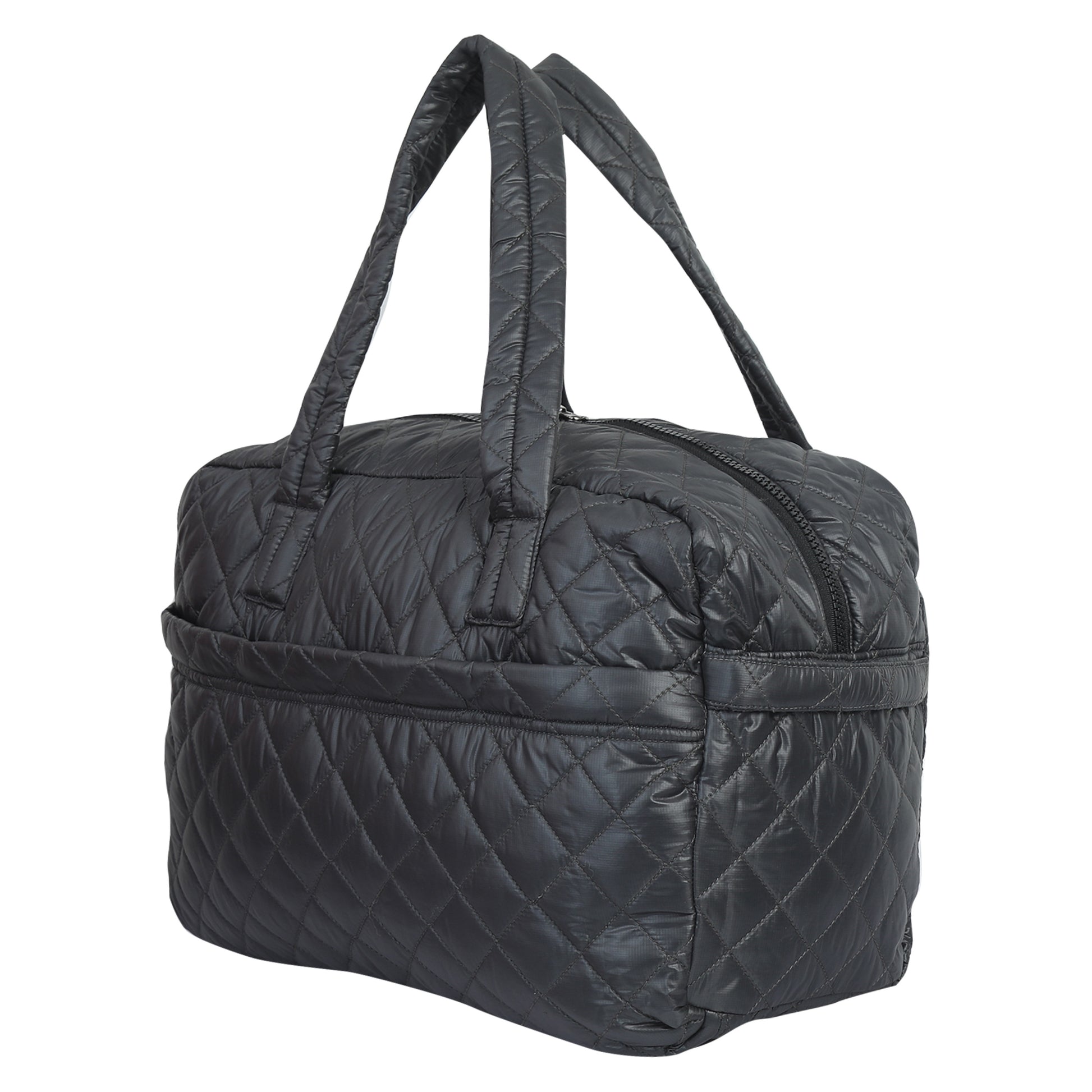 Quilted Green Grey Duffle Bag 