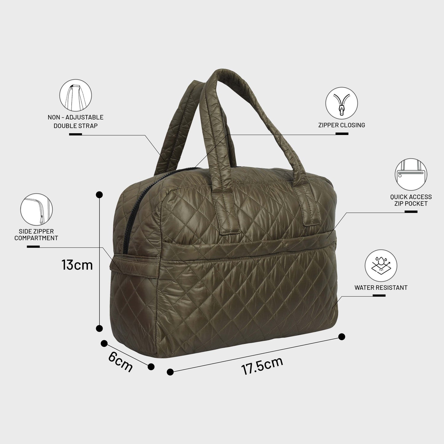 Quilted Brown Duffle Bag