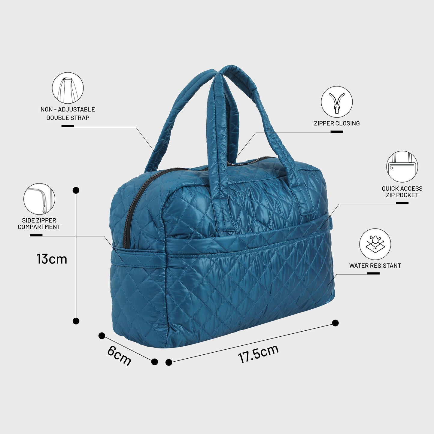 Quilted Blue Duffle Bag 