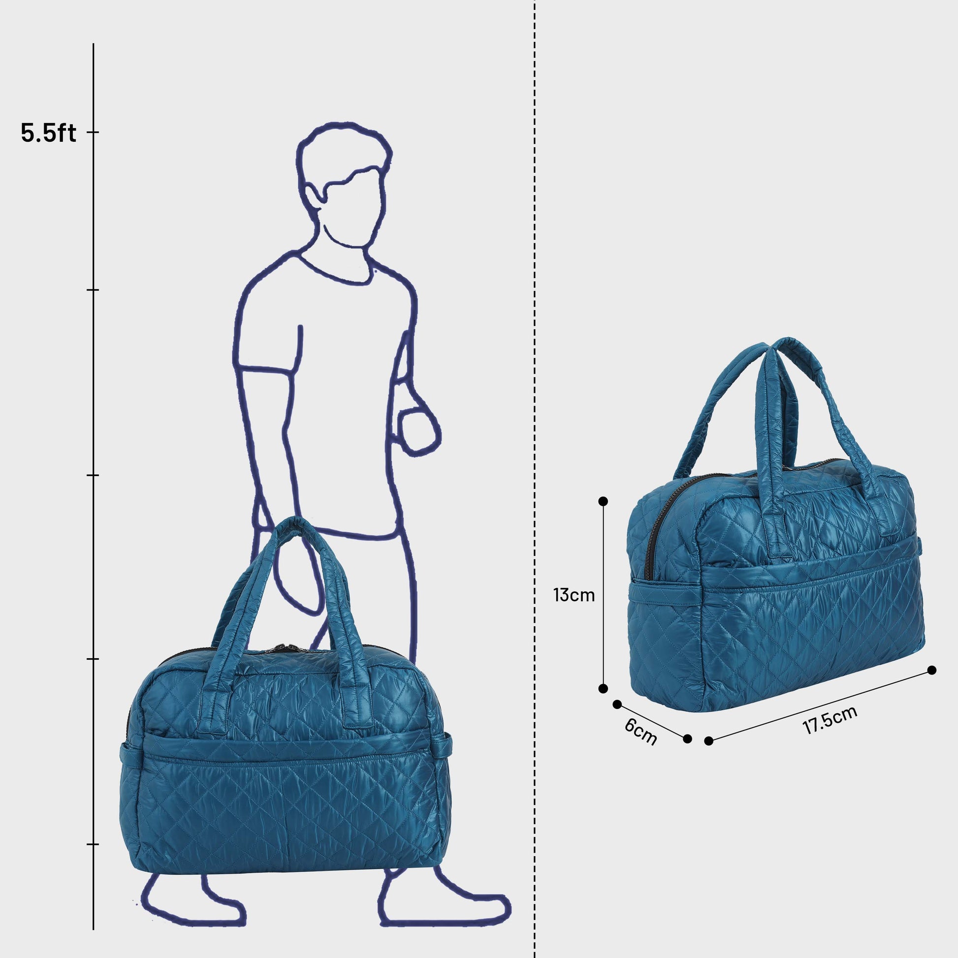 Quilted Blue Duffle Bag 