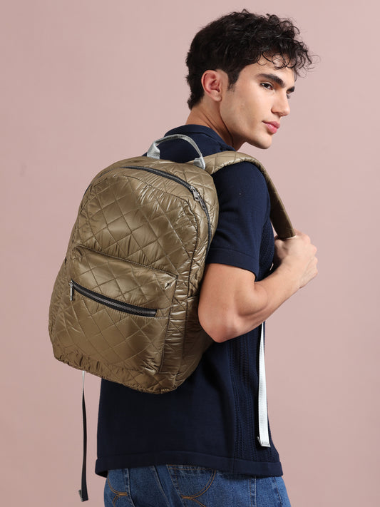 Quilted Brown Backpack