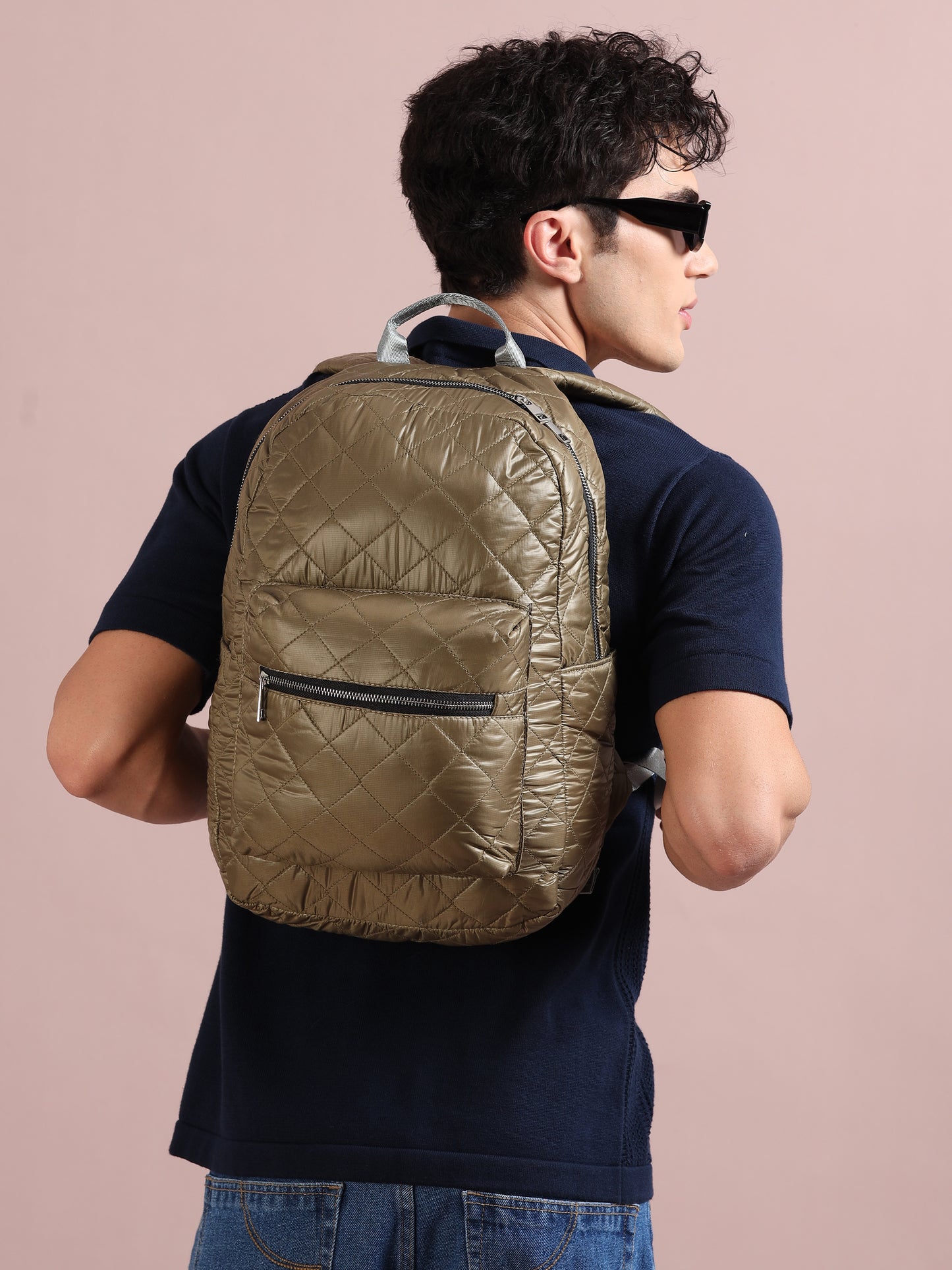 Quilted Brown Backpack