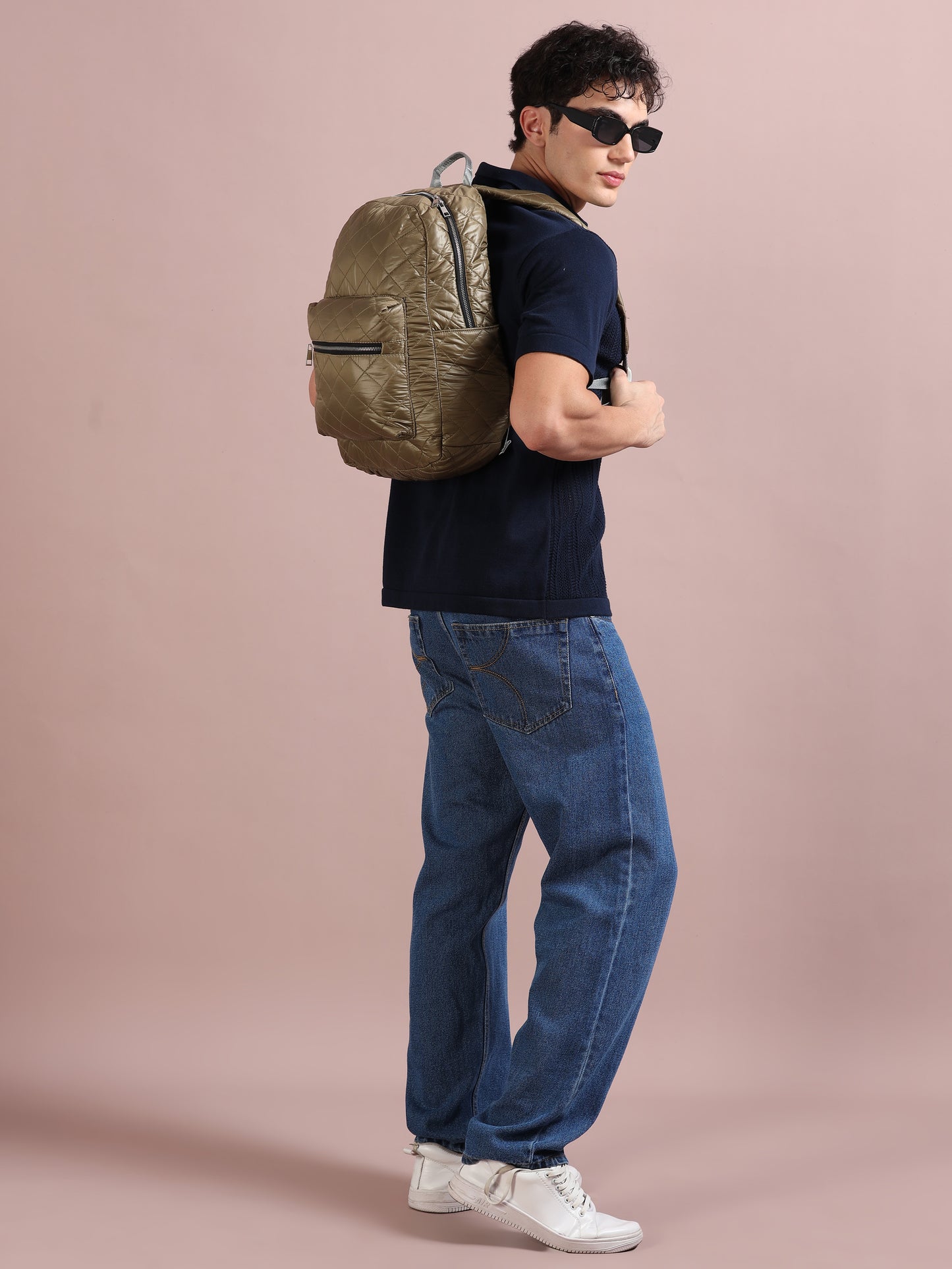 Quilted Brown Backpack