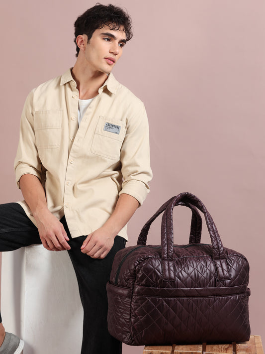 Quilted Maroon Duffle Bag